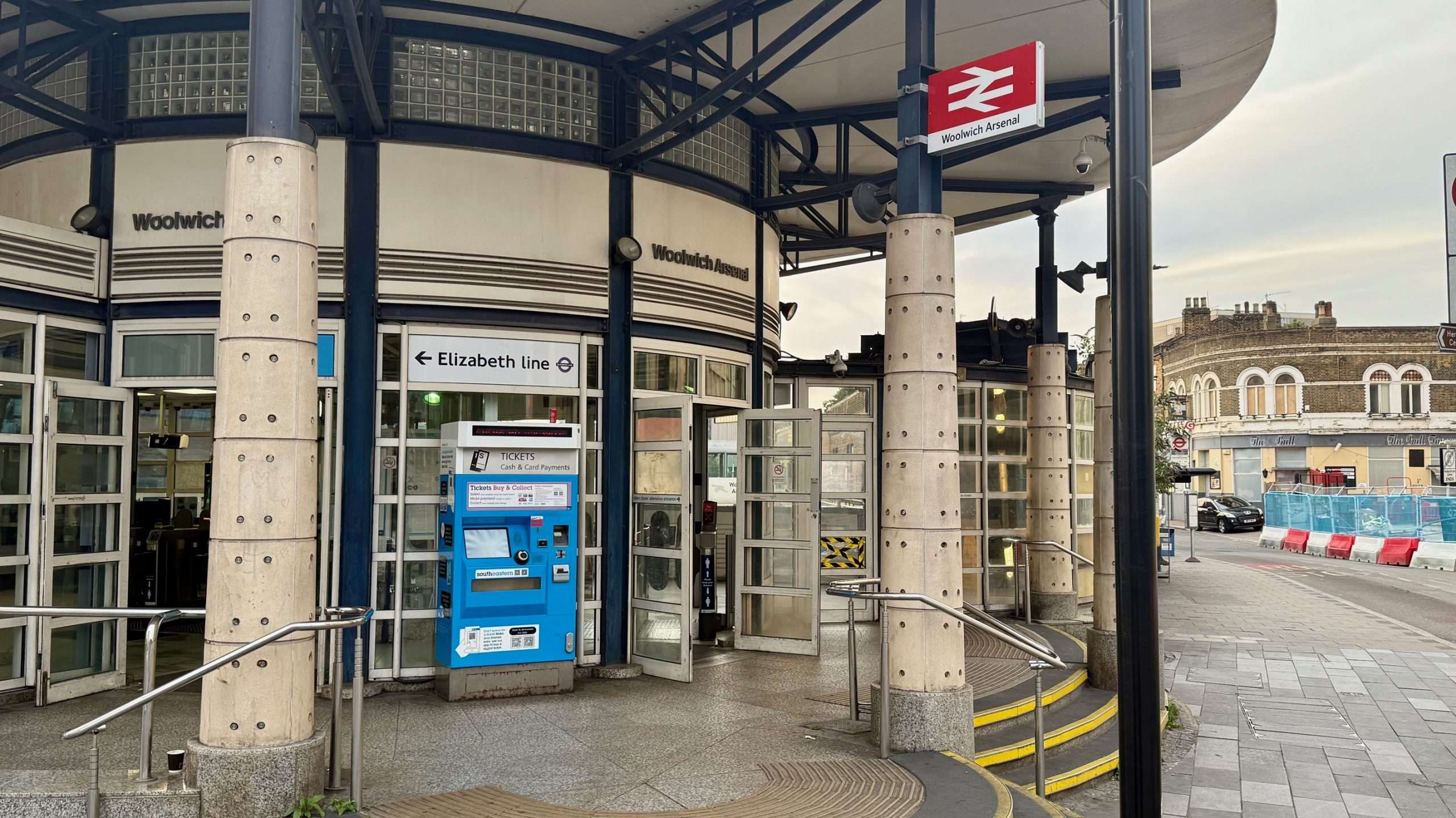 Woolwich Arsenal Station entrance, Elizabeth line and National Rail, SE18, London